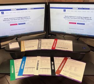 Steel product data sheets with two computers